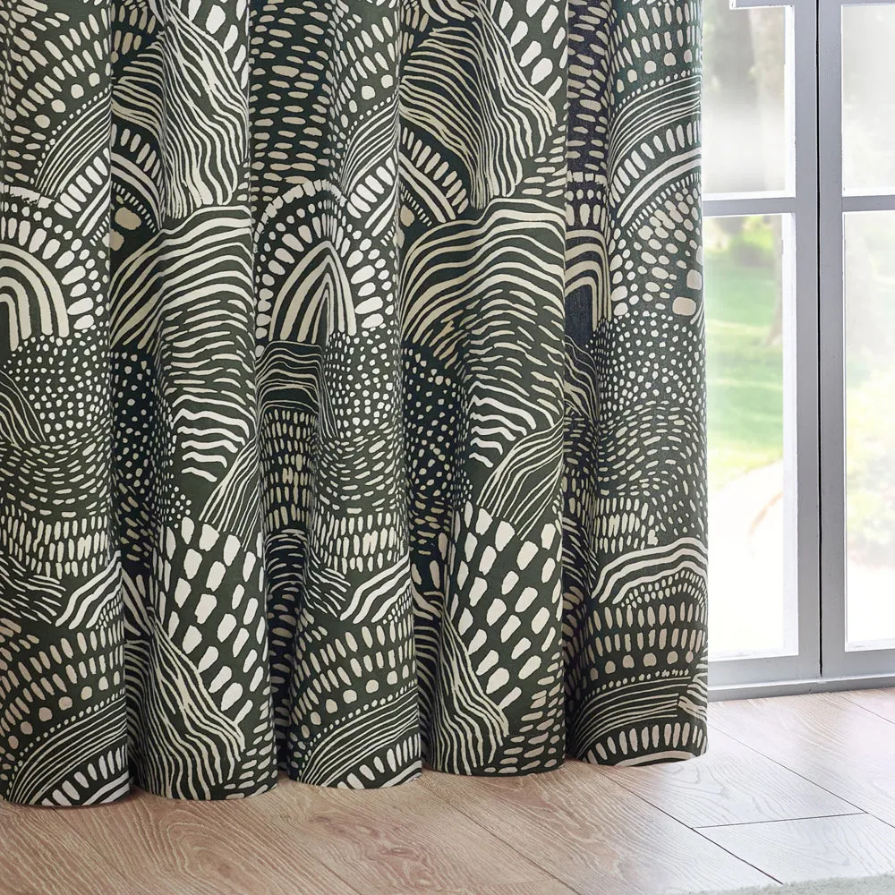 Nola Abstract Curtains Olive