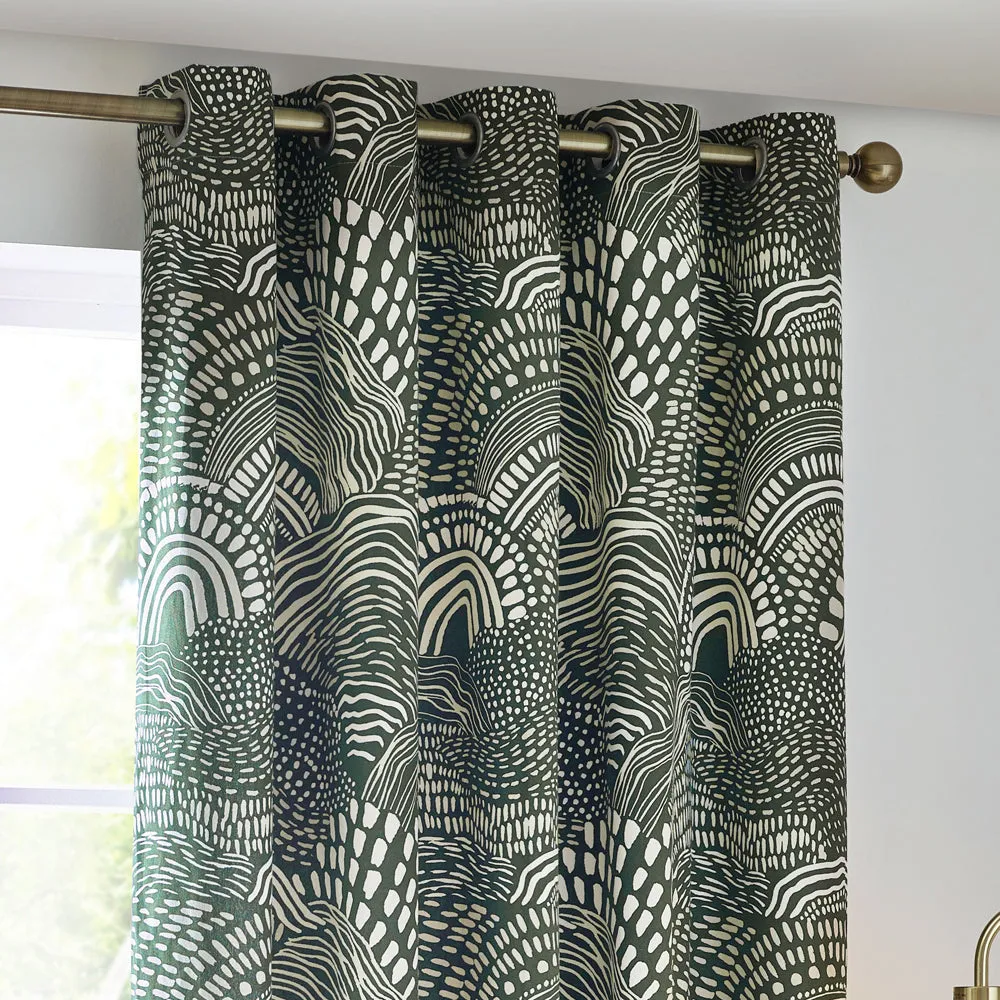 Nola Abstract Curtains Olive