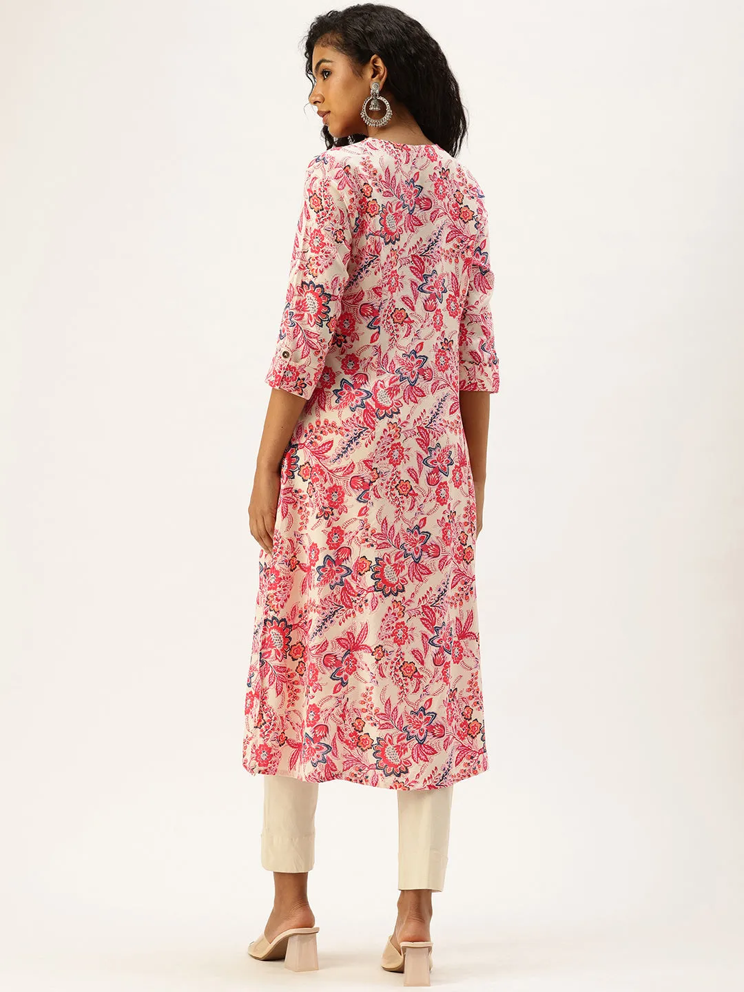 Pink Floral Printed Kurta