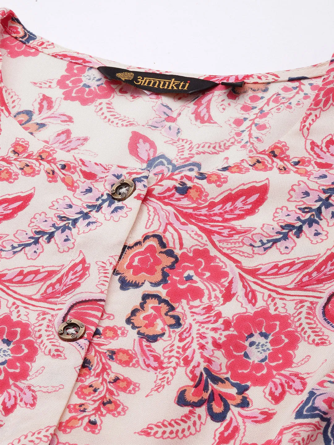 Pink Floral Printed Kurta