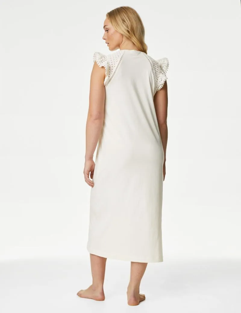 Pure Cotton Broderie Trim Nightdress