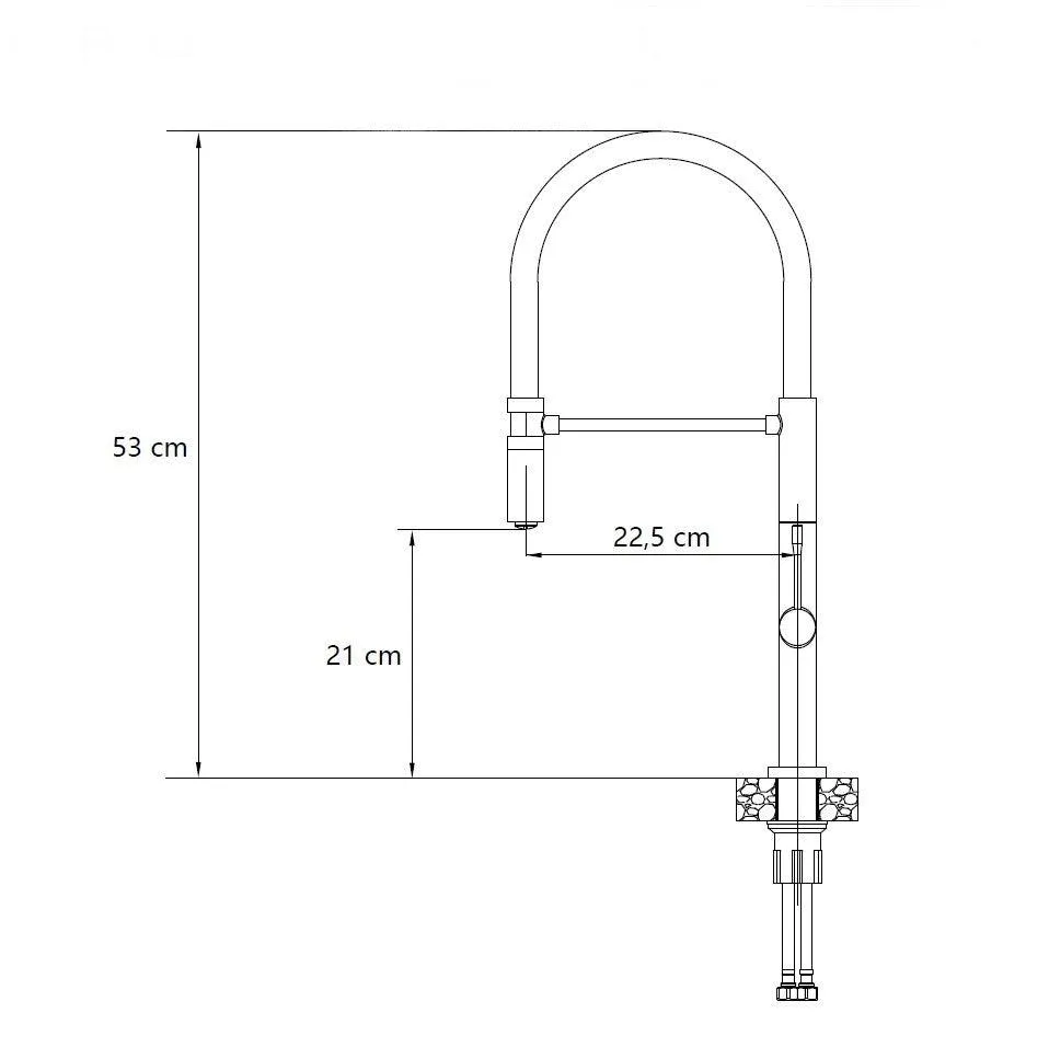 Quadron Margot kitchen flexible tap, Mix & Match Matte Black/Gold