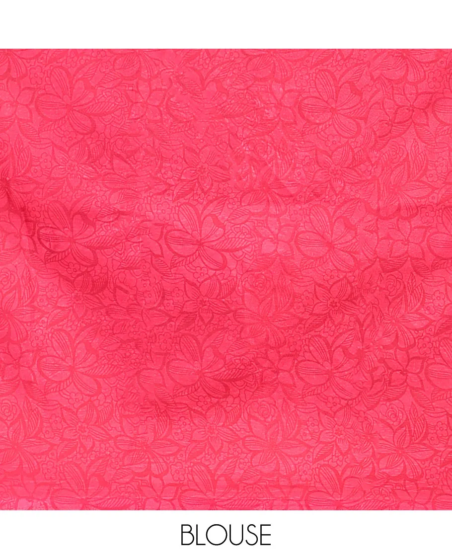 Red geometric printed semi-banaras printed saree, self-border & pallu of geometric patterns