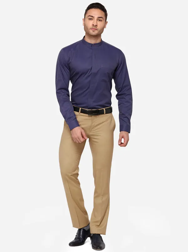 Royal Blue Striped Slim Fit Formal Shirt | Greenfibre