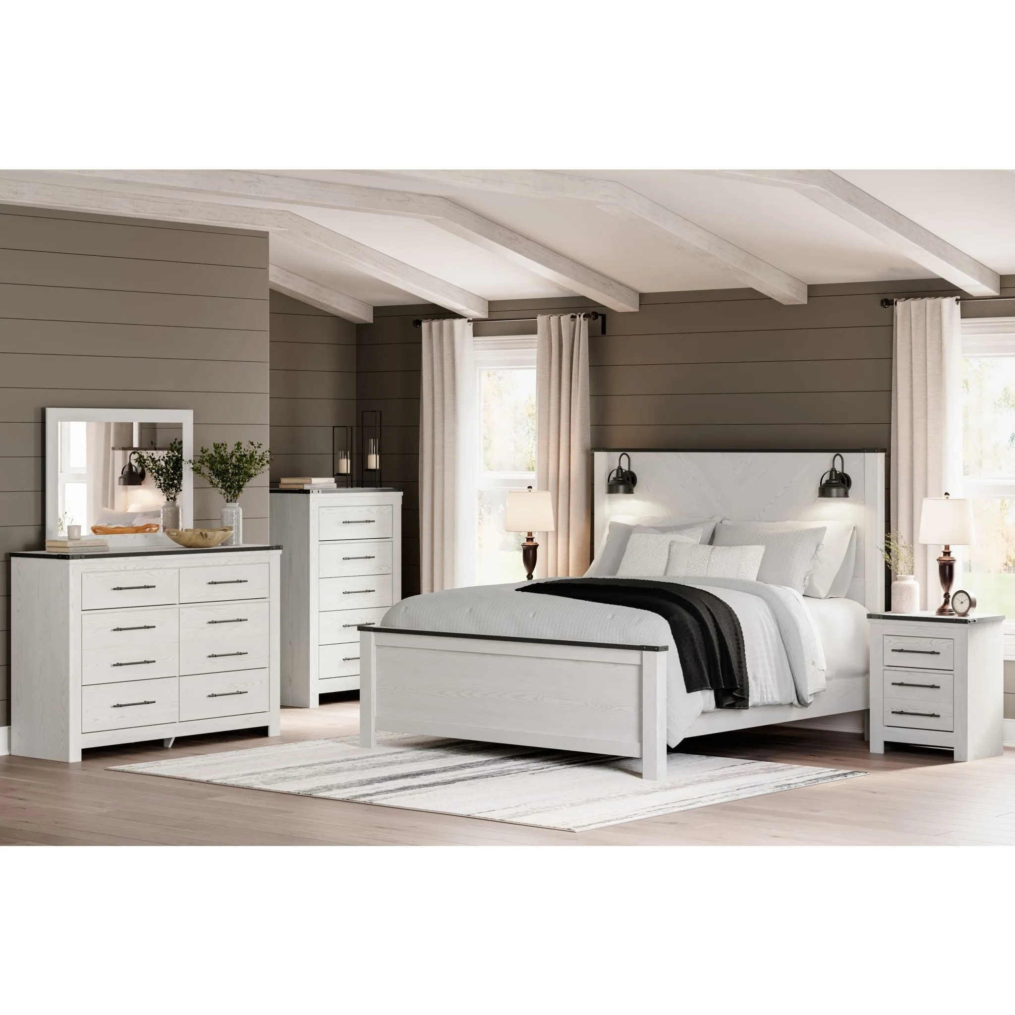 Schoenberg King Panel Bed - White