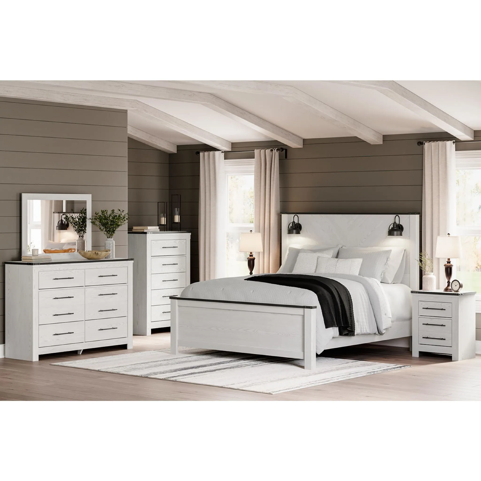 Schoenberg King Panel Bed - White
