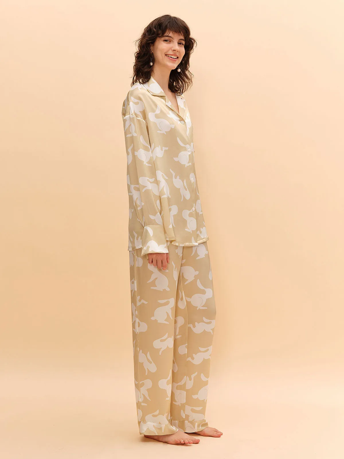 SILKINC White Rabbit Silk Pajamas Set