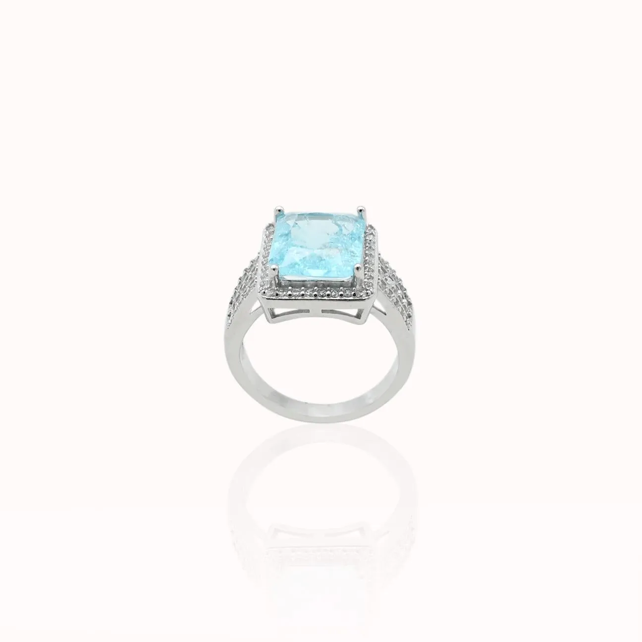 Silver Sterling Shiny Sky Blue Stone Ring