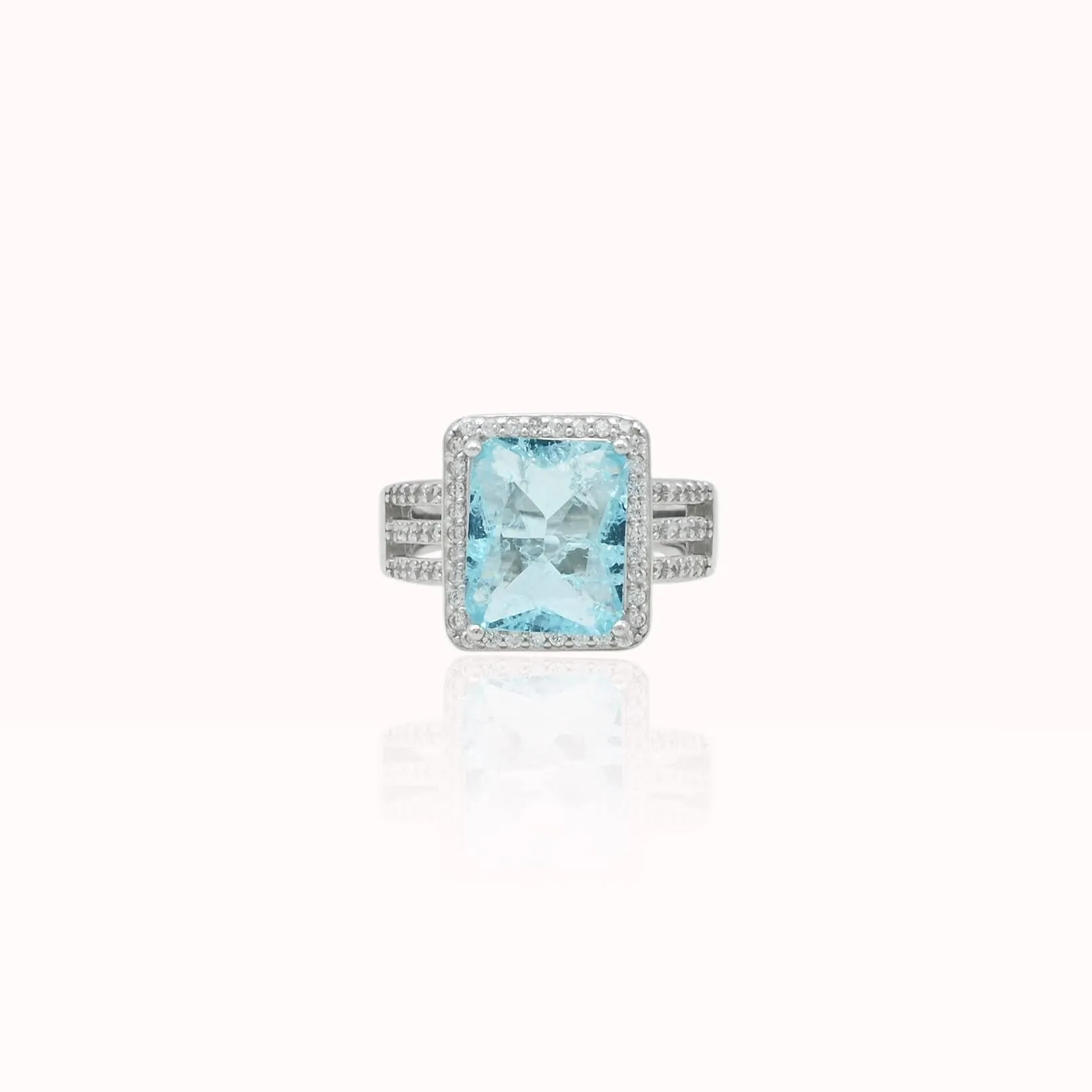 Silver Sterling Shiny Sky Blue Stone Ring