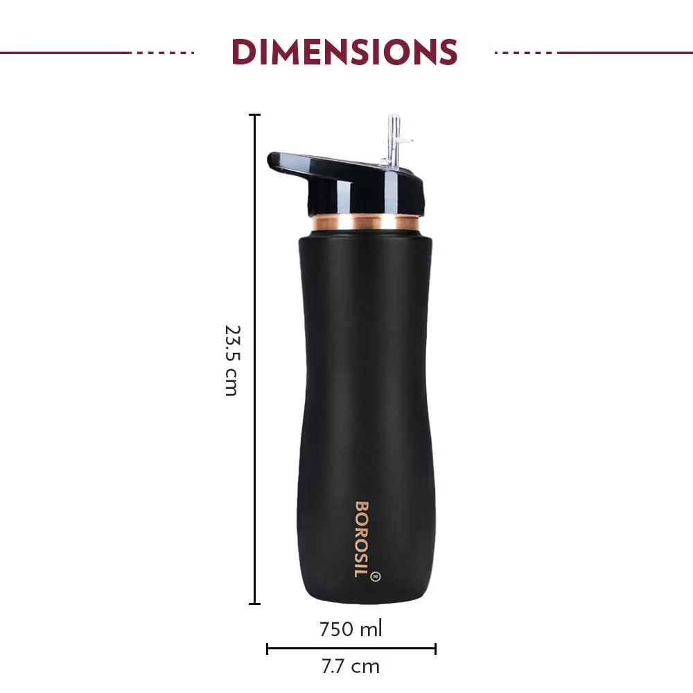 Sipper Copper Bottle, Black, 750 ml