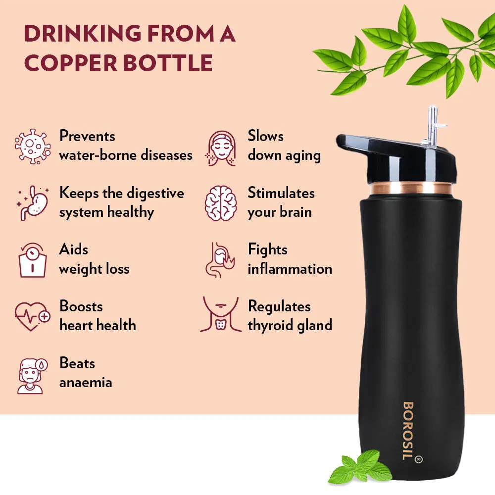 Sipper Copper Bottle, Black, 750 ml
