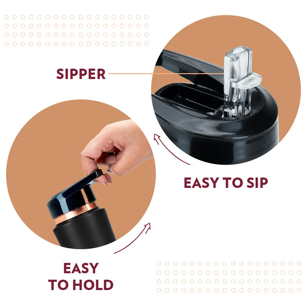 Sipper Copper Bottle, Black, 750 ml