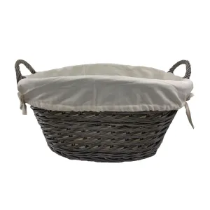Small Wicker Wash Basket with White Lining