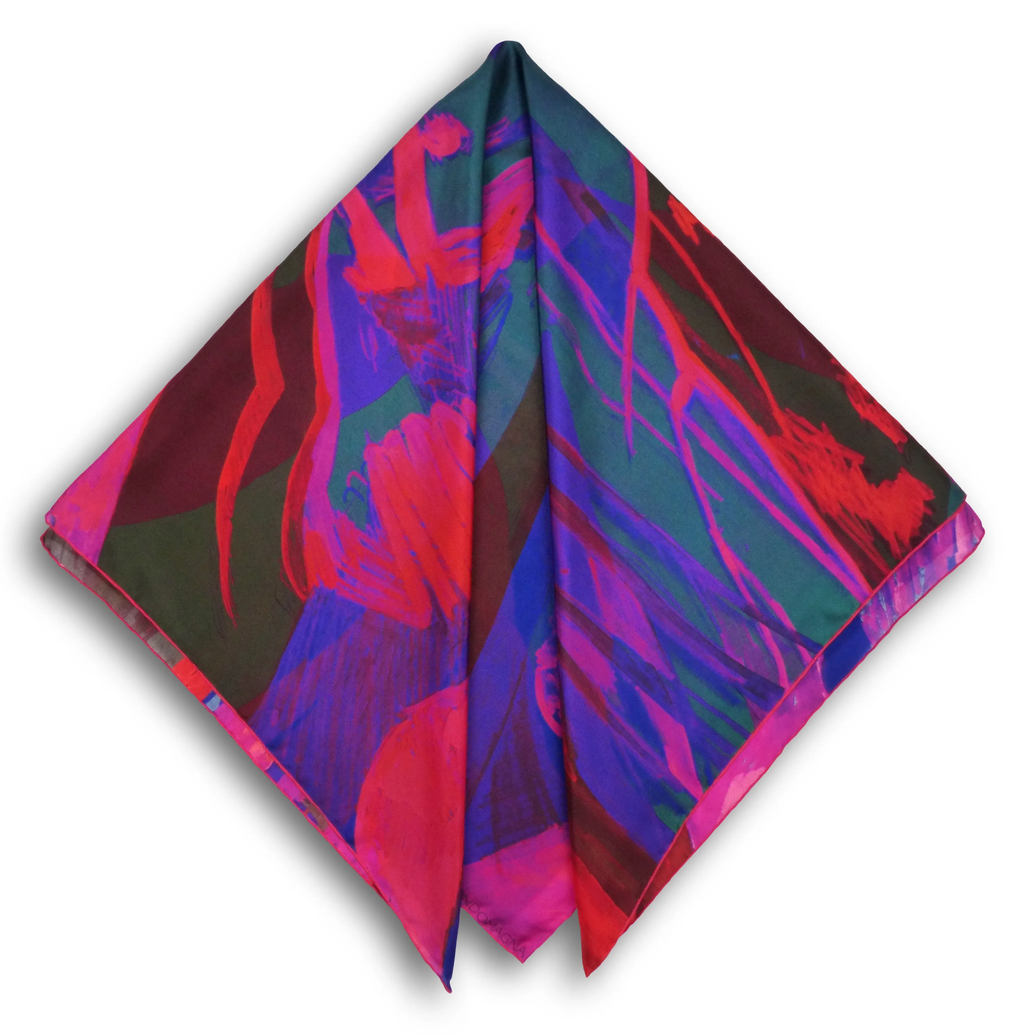 Square Silk Scarf (90cm) - Woodland Red/Blue/Purple