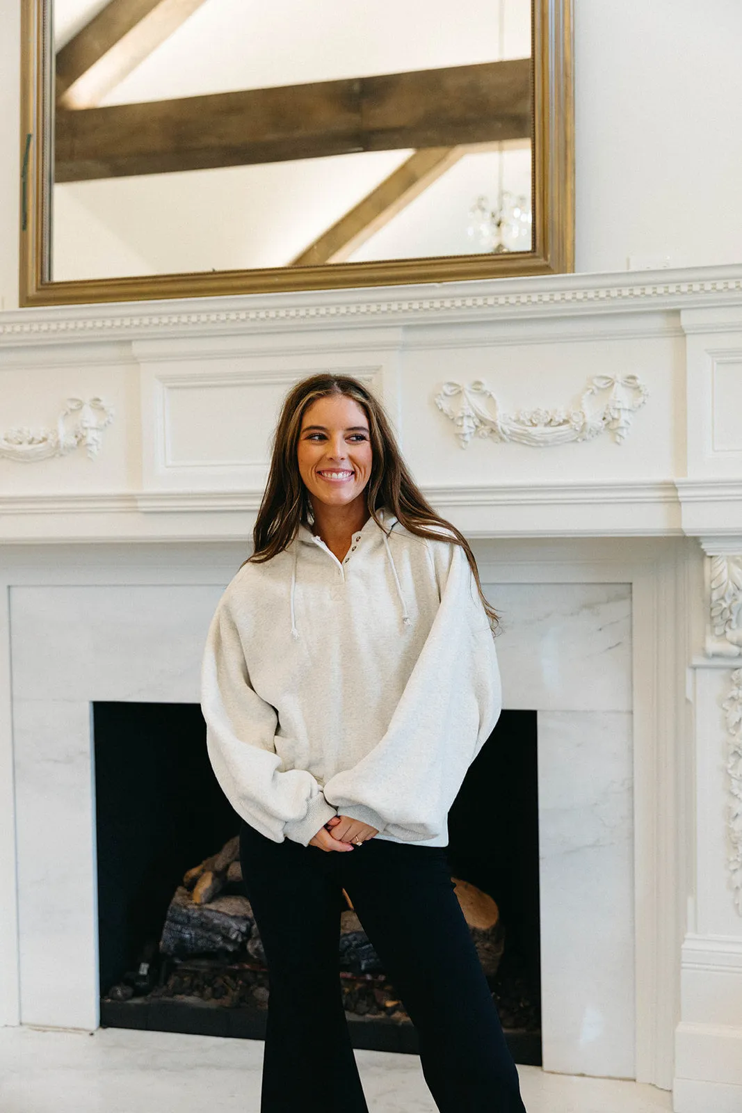 Staying In Oversized Sweatshirt - White Melange