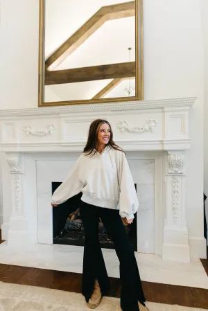 Staying In Oversized Sweatshirt - White Melange