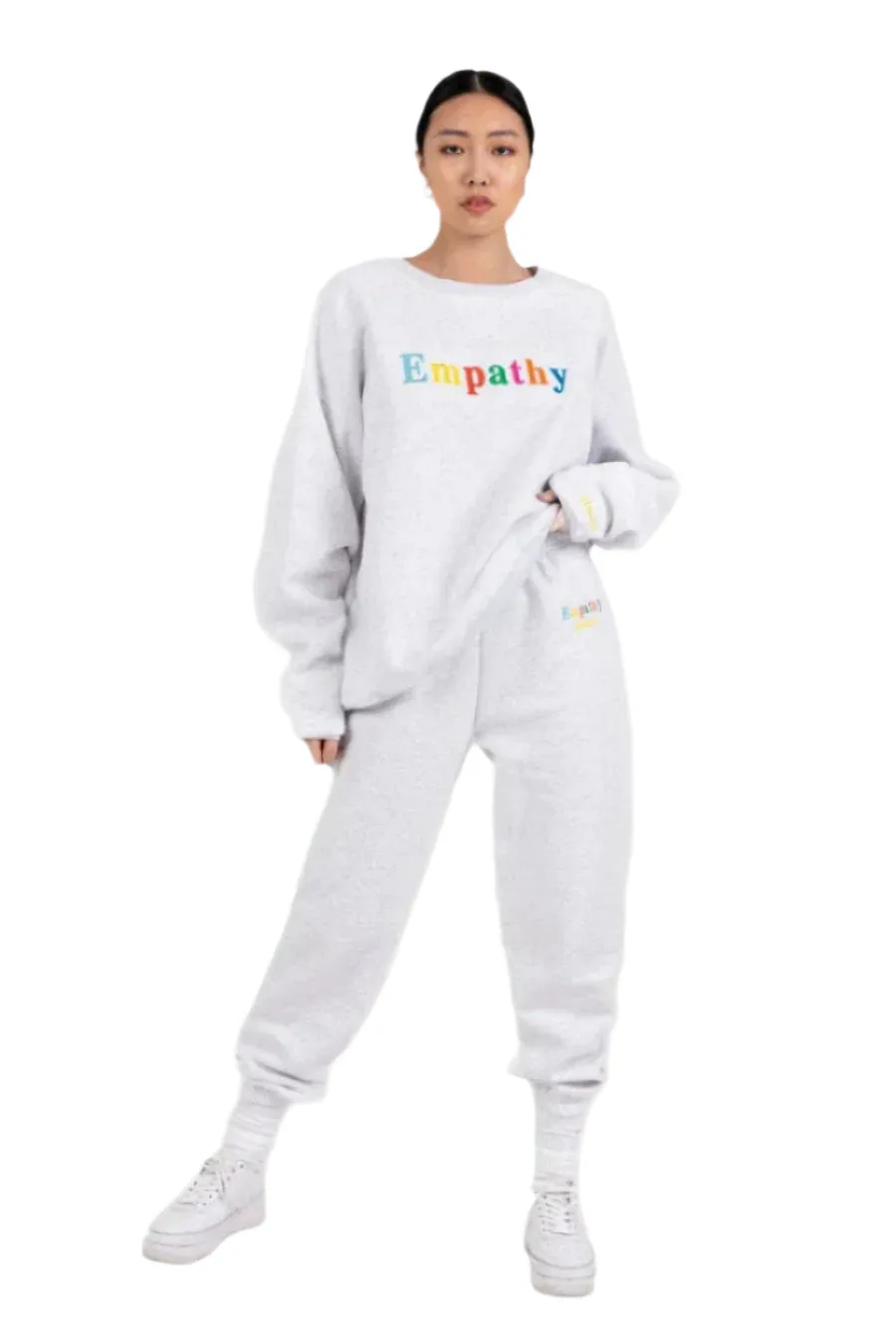The Mayfair Group - "Empathy, Always" Grey Crewneck -  Soft Fleece Polyester