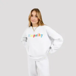 The Mayfair Group - "Empathy, Always" Grey Crewneck -  Soft Fleece Polyester