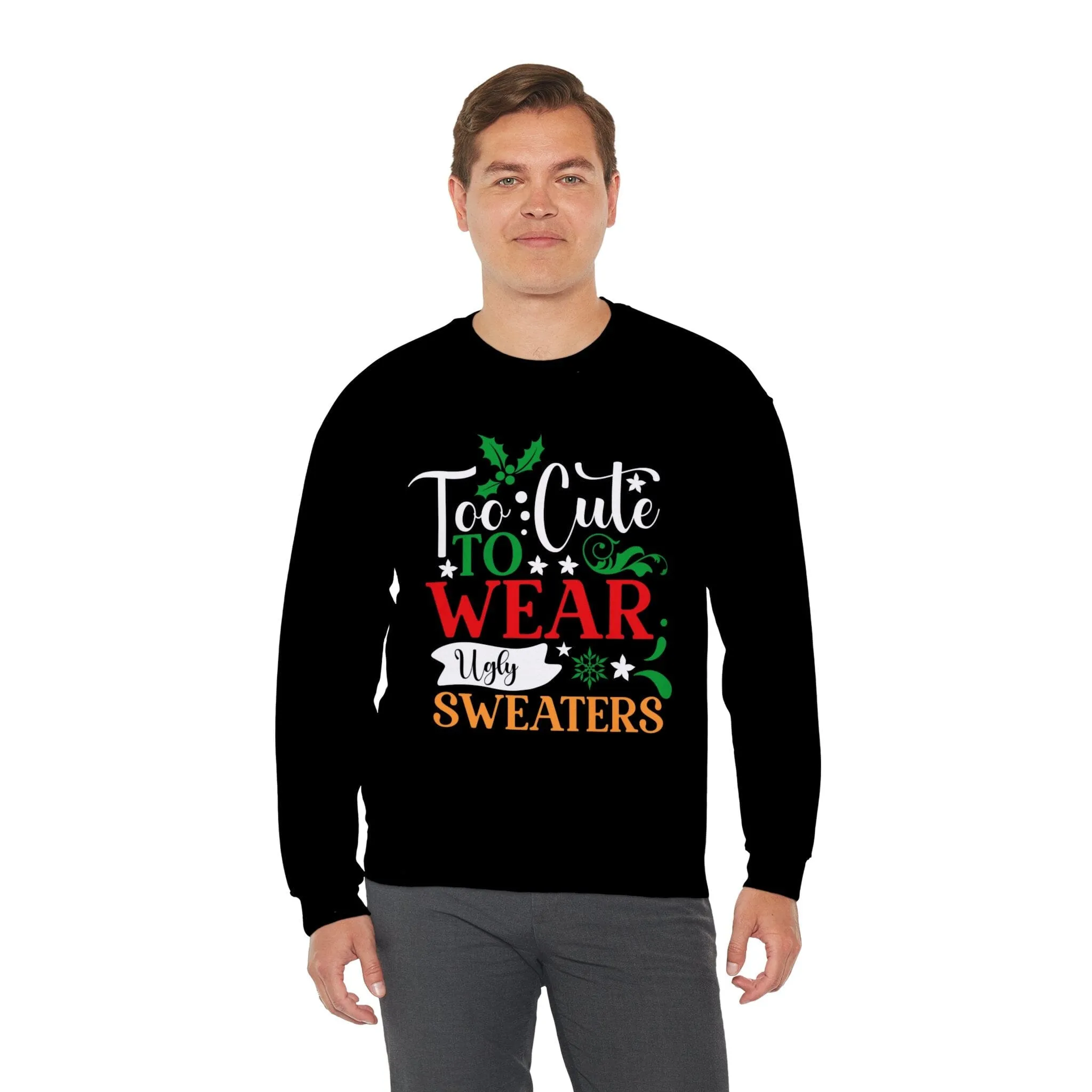 Too Cute to WEAR Ugly Sweaters - Unisex Christmas Sweater in Black, Indigo Blue, and Navy