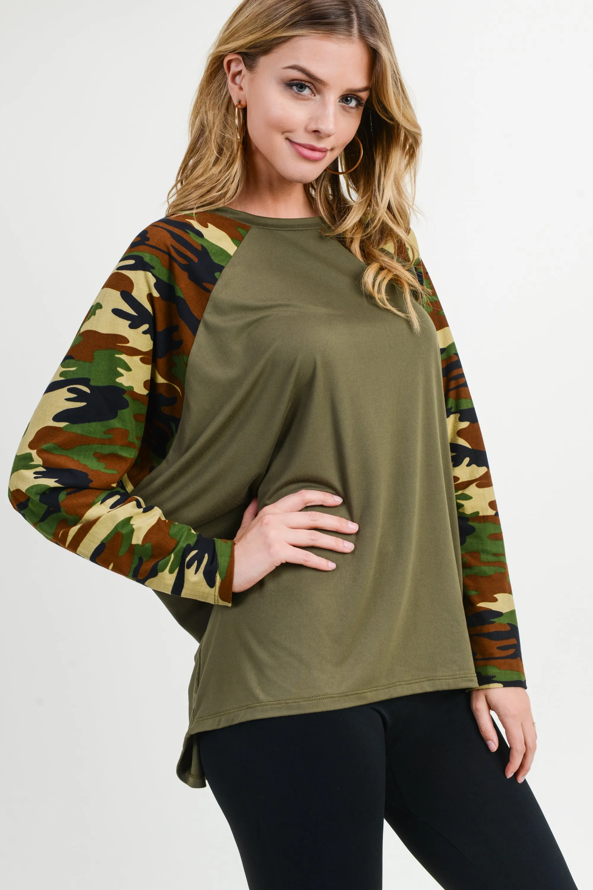 Under the Radar Oversized Camo Top