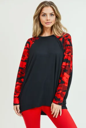 Under the Radar Oversized Camo Top
