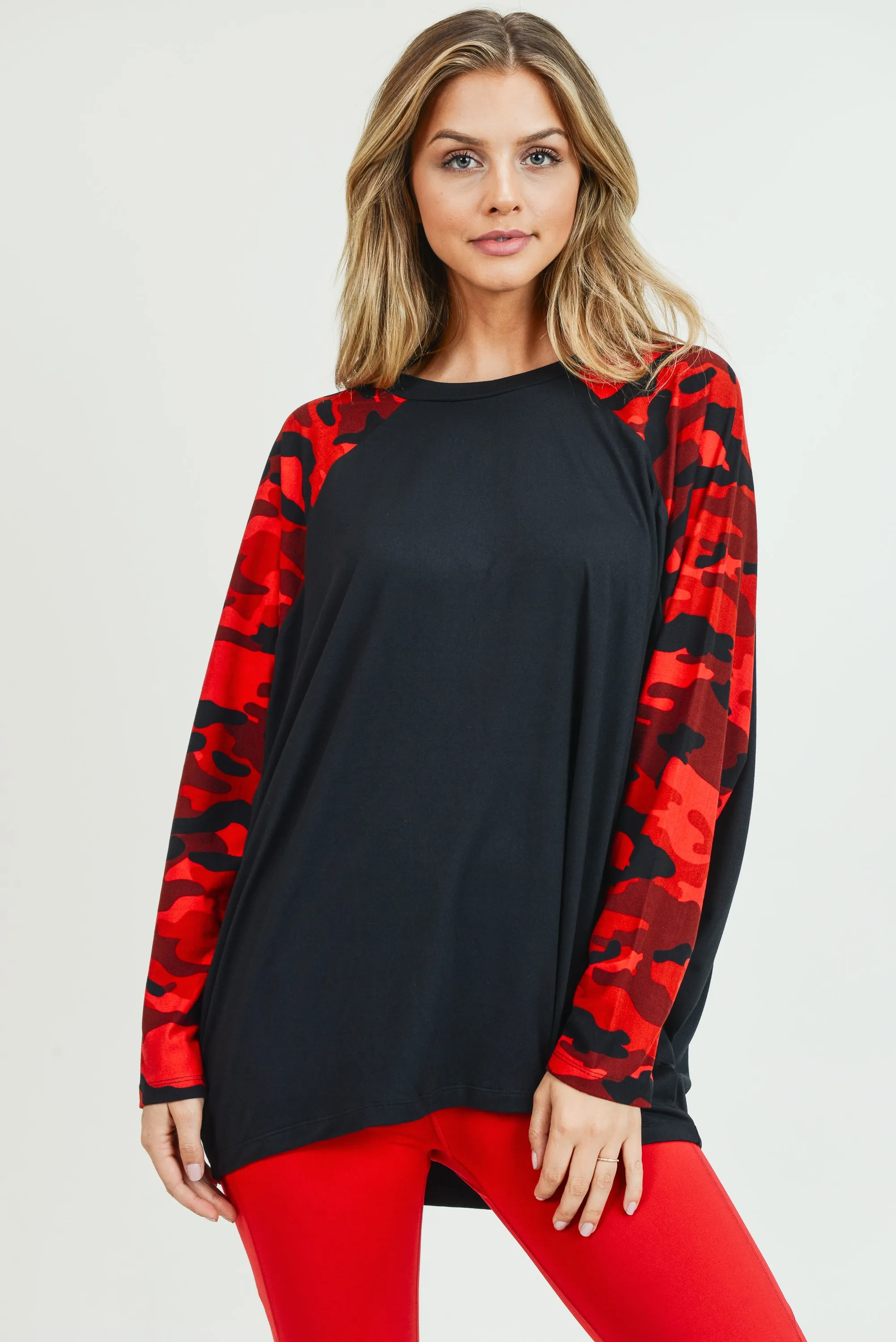 Under the Radar Oversized Camo Top