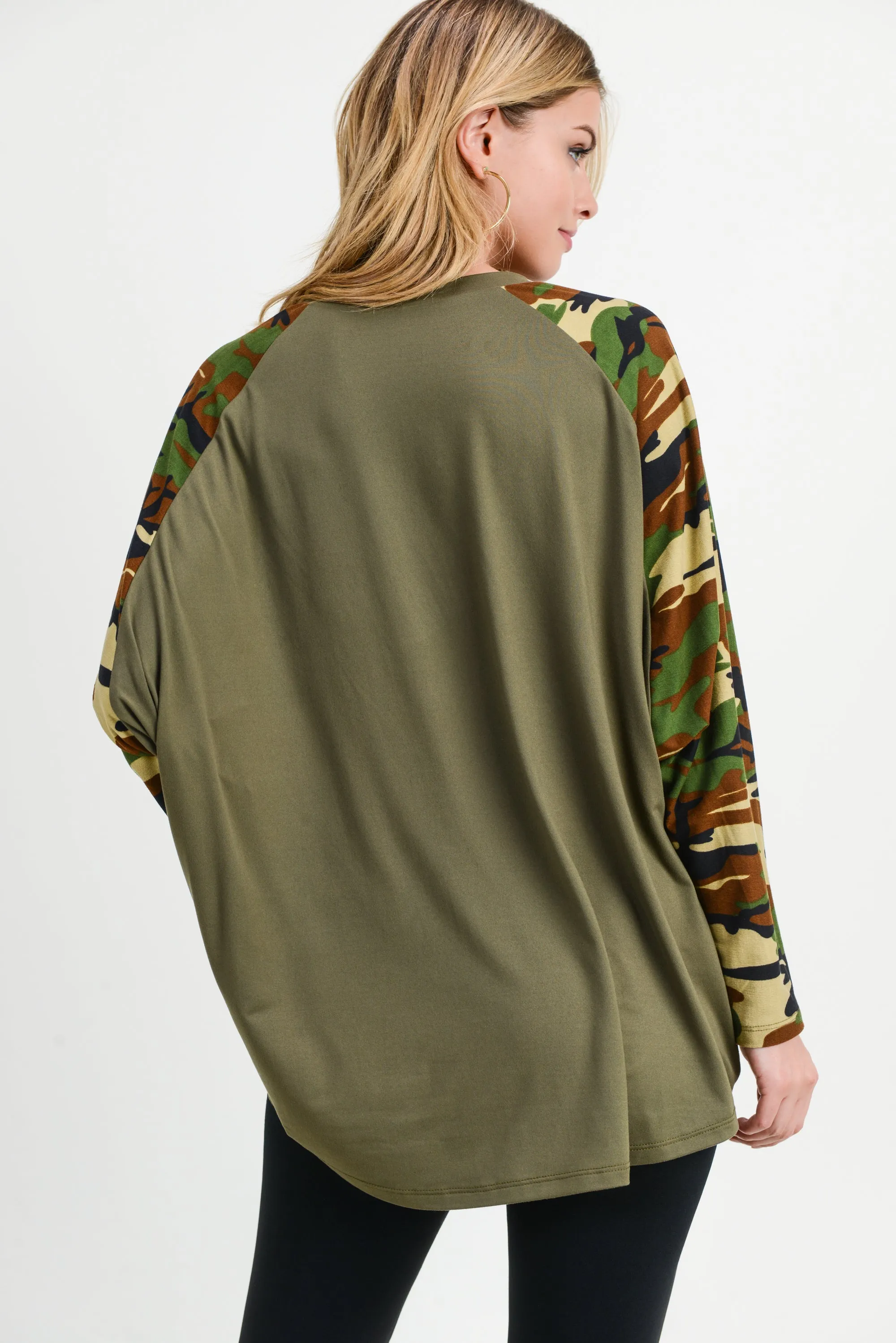 Under the Radar Oversized Camo Top
