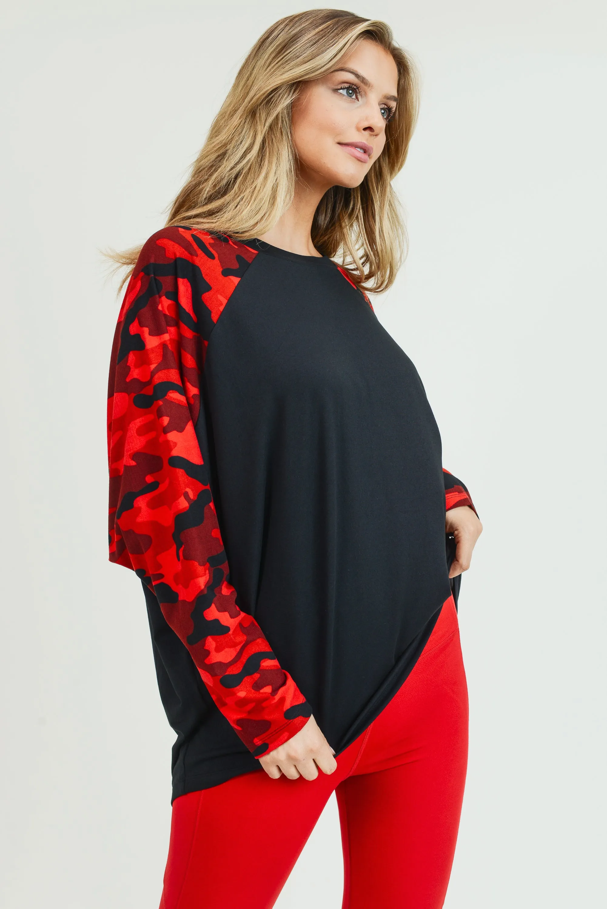 Under the Radar Oversized Camo Top