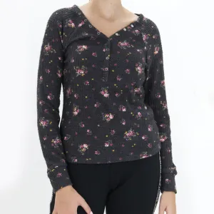 Women's Floral Printed Sweaters,Dark Grey