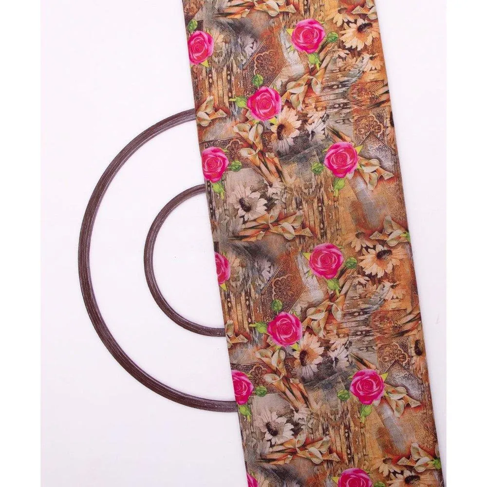 Yellow Colour Floral Design Cotton Digital Print Fabric