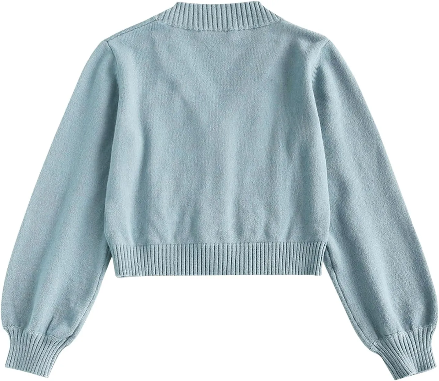 ZAFUL Women's Button Up Embroidered Cable Knit Cardigan V Neck Long Sleeve Cropped Sweater