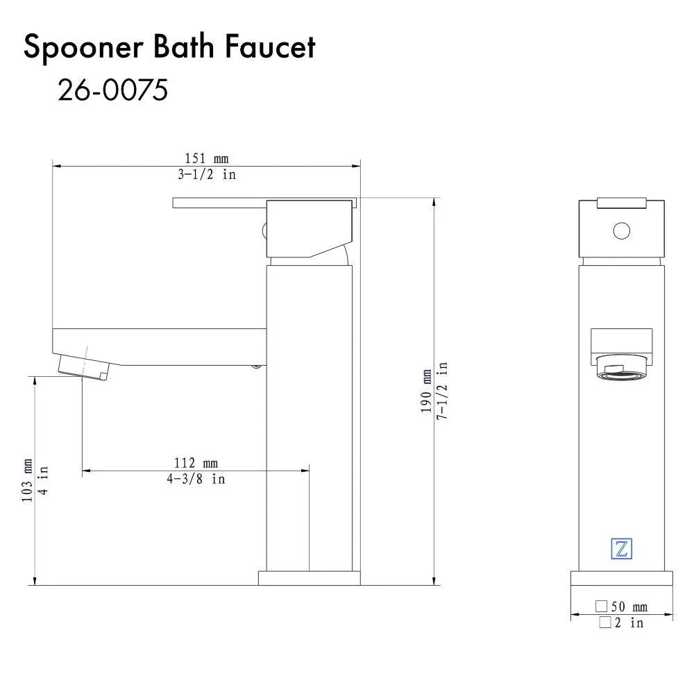 ZLINE Spooner Single Handle Bath Faucet in Matte Black (SPN-BF-MB)